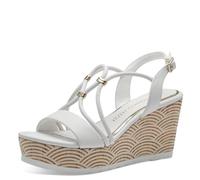 MARCO TOZZI Damen Sandalen mit Keilabsatz mit Verstellbarem Riemen Vegan, Weiß (White), 39 EU