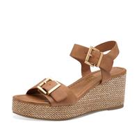 MARCO TOZZI Damen Sandalen mit Keilabsatz Offene Zehenpartie Modern, Braun (Cognac), 38 EU