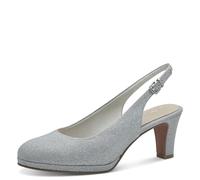 MARCO TOZZI Damen Slingpumps mit Blockabsatz Elegant, Silber (Silver), 37 EU