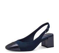 MARCO TOZZI Damen Slingpumps mit Blockabsatz Vegan, Blau (Navy comb), 40 EU