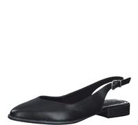MARCO TOZZI Damen Slingpumps mit Verstellbarem Riemen aus Leder, Schwarz (Schwarz), 37 EU