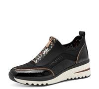 Marco Tozzi Damen Slip On Sneaker mit Reißverschluss Freizeit, Mehrfarbig (Black/Copper), 41 EU