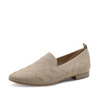 MARCO TOZZI Damen Slipper mit Blockabsatz Runde Spitze, Cremefarben (Dune metallic), 37 EU