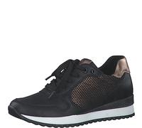MARCO TOZZI Damen Sneaker flach aus Kunstleder zum Schnüren, Schwarz (Black/Copper), 37
