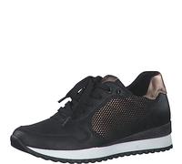 MARCO TOZZI Damen Sneaker flach aus Kunstleder zum Schnüren, Schwarz (Black/Copper), 38
