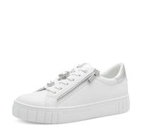 MARCO TOZZI Damen Sneaker flach mit Glitzerstein Elegant, Weiß (White/Silver), 40 EU