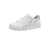 MARCO TOZZI Damen Sneaker flach mit Herzdetails Freizeit, Mehrfarbig (White/Gold), 40 EU