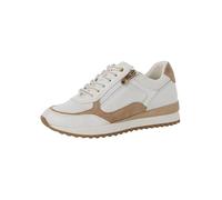 MARCO TOZZI Damen Sneaker flach mit Lederanteil Freizeit, Mehrfarbig (White/Dune), 37 EU