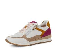 MARCO TOZZI Damen Sneaker flach mit Lederanteil Freizeit, Mehrfarbig (White/pink), 40 EU