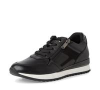 MARCO TOZZI Damen Sneaker flach mit Lederanteil zum Schnüren, Schwarz (Black), 39 EU