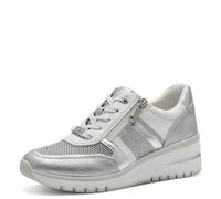 MARCO TOZZI Damen Sneaker flach mit Reißverschluss Chunky-Sohle, Weiß (White Comb), 40 EU