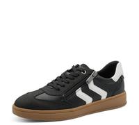 Marco Tozzi Damen Sneaker flach mit Reißverschluss Freizeit, Schwarz (Black/White), 39 EU