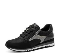 Marco Tozzi Damen Sneaker flach mit Reißverschluss Sportlich, Schwarz (Black Comb), 36 EU