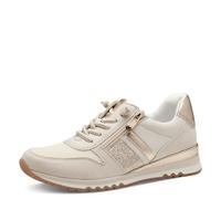 MARCO TOZZI Damen Sneaker flach mit Reißverschluss Vegan, Beige (Cream/Gold), 37 EU