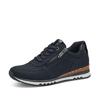 MARCO TOZZI Damen Sneaker flach mit Reißverschluss Vegan, Blau (Dk.navy comb), 36 EU