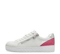 MARCO TOZZI Damen Sneaker flach mit Reißverschluss Vegan, Weiß (White/Silver), 38 EU