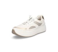 MARCO TOZZI Damen Sneaker flach mit Schnürsenkeln Chunky-Sohle, Mehrfarbig (White/Gold), 40 EU