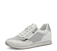 MARCO TOZZI Damen Sneaker flach mit Schnürsenkeln Freizeit, Weiß (White/Silver), 40 EU