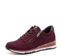 Keilsneaker MARCO TOZZI, Damen, Gr. 37, rot (dunkelrot), Lederimitat, Textil, kontrastfarbene Details, leicht glänzend, Basic, Schuhe, Freizeitschuh, Schnürschuh mit leicht glänzender Herz-Logoprägung