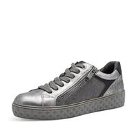Plateausneaker MARCO TOZZI, Damen, Gr. 39, silber (altsilberfarben), Lederimitat, Antik-Look, metallic, Schuhe, Freizeitschuh, Halbschuh, Schnürschuh mit Prägungen im Plateau (89410246-39) altsilberfa