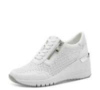 Sneaker MARCO TOZZI "Marco Tozzi Sneaker Leder/Synthetik", Damen, Gr. 42, weiß, silber, Leder, Synthetik, Schuhe Sneaker (74628801-42) weiß, silber