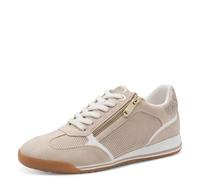 Keilsneaker MARCO TOZZI, Damen, Gr. 36, sand, Lederimitat, Textil, unifarben mit Farbeinsatz, Schuhe, Freizeitschuh, Halbschuh, Schnürschuh mit seitlichem Reißverschluss (42416503-36) sand