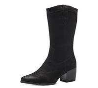 MARCO TOZZI Damen Stiefel mit Absatz aus Kunstleder Cowboy, Schwarz (Black), 38