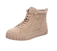 Sneaker MARCO TOZZI, Damen, Gr. 39, grau (taupe), Nubuklederimitat, unifarben, used, modisch, Schuhe, Plateau, Boots, High Top-Sneaker mit elastischem Schnürsenkeln (94130668-39) taupe