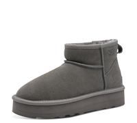 MARCO TOZZI Damen Stiefeletten aus Leder Bequem, Grau (Graphite), 39 EU