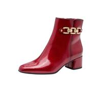 Stiefelette MARCO TOZZI, Damen, Gr. 37, rot, Lacklederimitat, glänzend, unifarben, Schuhe Stiefelette, Blockabsatz, Abendschuh, Businessschuh mit goldfarbener Zierkette (58142436-37)
