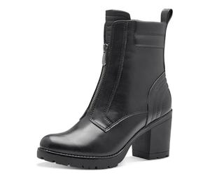 MARCO TOZZI Damen Stiefeletten mit Absatz aus Kunstleder mit Reißverschluss, Schwarz (Black), 39 EU
