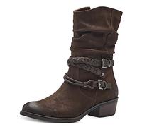 MARCO TOZZI Damen Stiefeletten mit Absatz aus Kunstleder mit Schnallen, Braun (Cafe Comb), 37