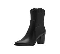 MARCO TOZZI Damen Stiefeletten mit Absatz aus Kunstleder Spitz, Schwarz (Black), 41 EU