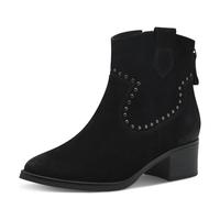 MARCO TOZZI Damen Stiefeletten mit Absatz aus Leder Cowboy, Schwarz (Black), 37 EU