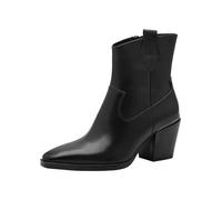 MARCO TOZZI Damen Stiefeletten mit Absatz aus Leder Cowboy, Schwarz (Black), 37 EU