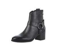 MARCO TOZZI Damen Stiefeletten mit Absatz aus Leder mit Reißverschluss, Schwarz (Black), 37 EU