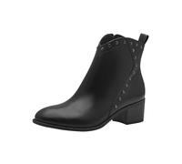 MARCO TOZZI Damen Stiefeletten mit Absatz aus Leder mit Reißverschluss, Schwarz (Black), 41 EU