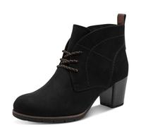 Schnürstiefelette MARCO TOZZI, Damen, Gr. 37, schwarz, Lederimitat, Textil, Veloursleder, unifarben, Schuhe Schnürstiefelette, Blockabsatz, Ankleboots, Schnürboots mit Ziernähten (40945860-37) schwarz