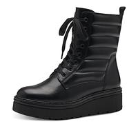 MARCO TOZZI Damen Stiefeletten zum Schnüren aus Kunstleder Plateau, Schwarz (Black Comb), 39