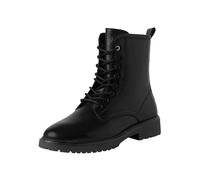 MARCO TOZZI Damen Stiefeletten zum Schnüren aus Leder mit Reißverschluss, Schwarz (Black), 38 EU