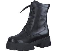 MARCO TOZZI Damen Stiefeletten zum Schnüren aus Leder Plateau, Schwarz (Black), 40