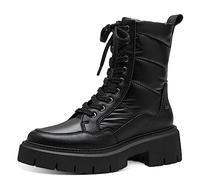 MARCO TOZZI Damen Stiefeletten zum Schnüren aus Leder Plateau, Schwarz (Black Met.Comb), 39