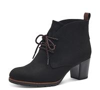 Schnürstiefelette MARCO TOZZI, Damen, Gr. 36, schwarz, Lederimitat, Textil, Veloursleder, unifarben, Basic, Schuhe Schnürstiefelette, Blockabsatz, Ankleboots, Schnürboots mit Ziernähten (40945860-36)
