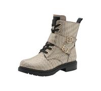 MARCO TOZZI Damen Stiefeletten zum Schnüren mit Reißverschluss Blockabsatz, Mehrfarbig (Beige Str.), 38 EU