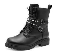 Schnürstiefelette MARCO TOZZI, Damen, Gr. 39, schwarz, Lederimitat, Schuhe Schnürstiefelette, Blockabsatz, Schnürboots mit Zierschnallen und Zierperlen (65428520-39) schwarz