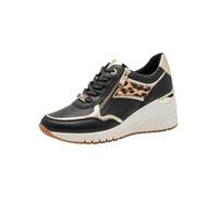 Marco Tozzi Damen Wedge Sneaker mit Reißverschluss Vegan, Schwarz (Black/Leo), 39 EU