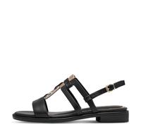 MARCO TOZZI Damen Sandalen flach mit Schließe Sommer, Schwarz (Black/Leo), 41 EU