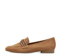Slipper MARCO TOZZI, Damen, Gr. 36, braun (hellbraun), Ziegenveloursleder, modisch, Schuhe, Blockabsatz, Loafer, Businessschuh, Schlupfschuh mit Zierriegel (35331421-36) hellbraun