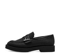 MARCO TOZZI Damen Loafer ohne Absatz aus Kunstleder Klassisch, Schwarz (Black Glitter), 39