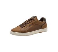 Sneaker MARCO TOZZI, Herren, Gr. 44, cognac, Lederimitat, unifarben mit Farbeinsatz, used, Schuhe Sneaker, Freizeitschuh, Halbschuh, Schnürer mit Ziernähten und Kontrastbesatz (86476505-44) cognac